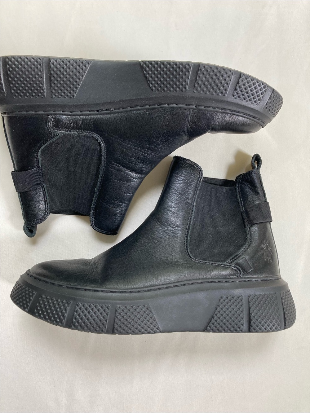 FLY London 2121 Black Leather Ultra-Lightweight Platform Chelsea Boots W5.5 EU36